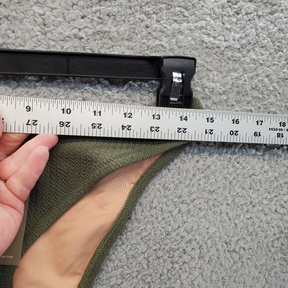 NEW J.CREW textured curved-waist cheeky bikini bottom in green - Picture 2 of 7